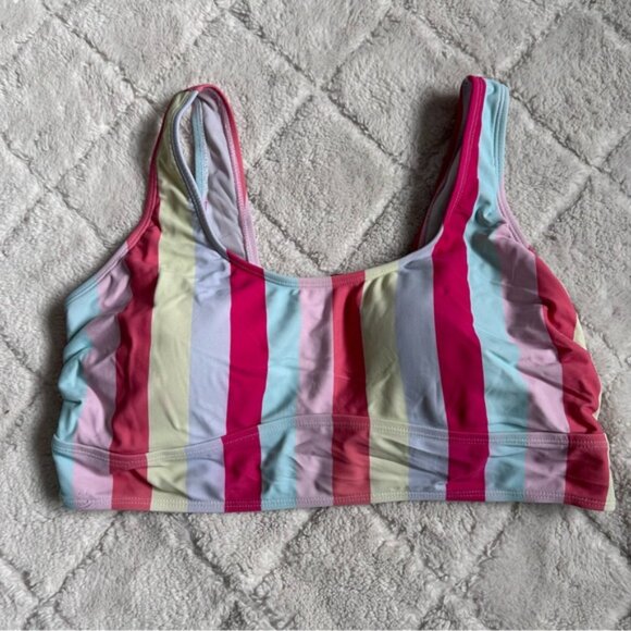 Torrid | Pastel Rainbow Stripe Wireless Scoop Bikini Top | Size 1 - Picture 2 of 10